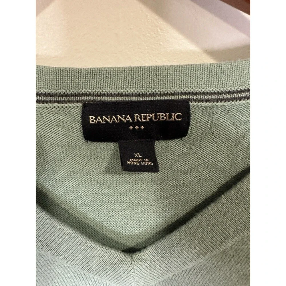 Banana Republic Mens Sweater XL V Neck Knit Cotton Classic Preppy Career‎ Basic